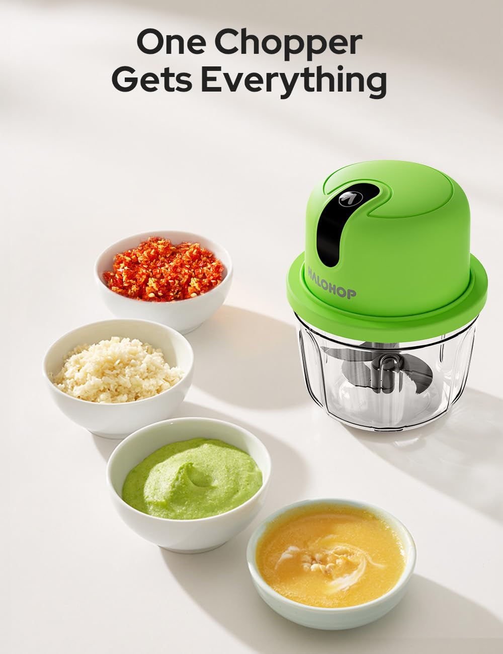 Halohop 350ML Electric Vegetable Chopper for Kitchen | Rechargeable Stainless Steel Blades Cutter | One-Touch Operation for Mincing Vegetable, Garlic, Ginger, Onion, Nut | 1 Year Warranty (Pink)