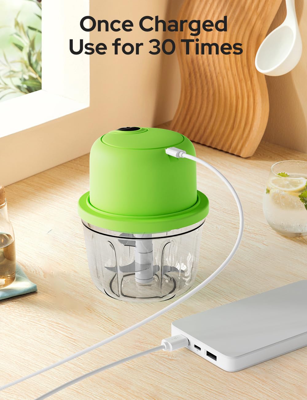 Halohop 350ML Electric Vegetable Chopper for Kitchen | Rechargeable Stainless Steel Blades Cutter | One-Touch Operation for Mincing Vegetable, Garlic, Ginger, Onion, Nut | 1 Year Warranty (Pink)
