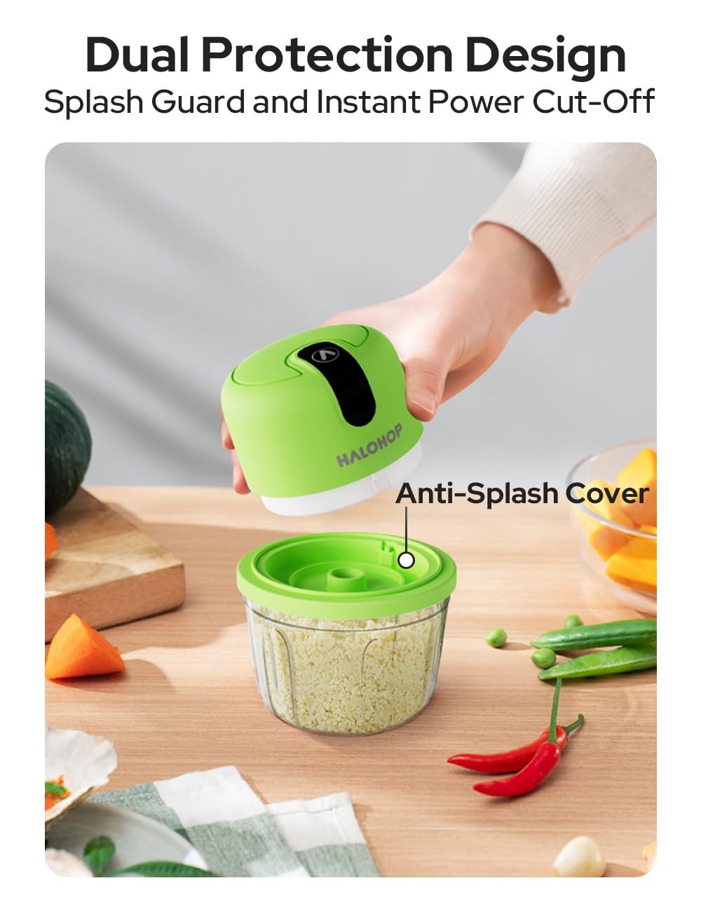 Halohop 350ML Electric Vegetable Chopper for Kitchen | Rechargeable Stainless Steel Blades Cutter | One-Touch Operation for Mincing Vegetable, Garlic, Ginger, Onion, Nut | 1 Year Warranty (Pink)