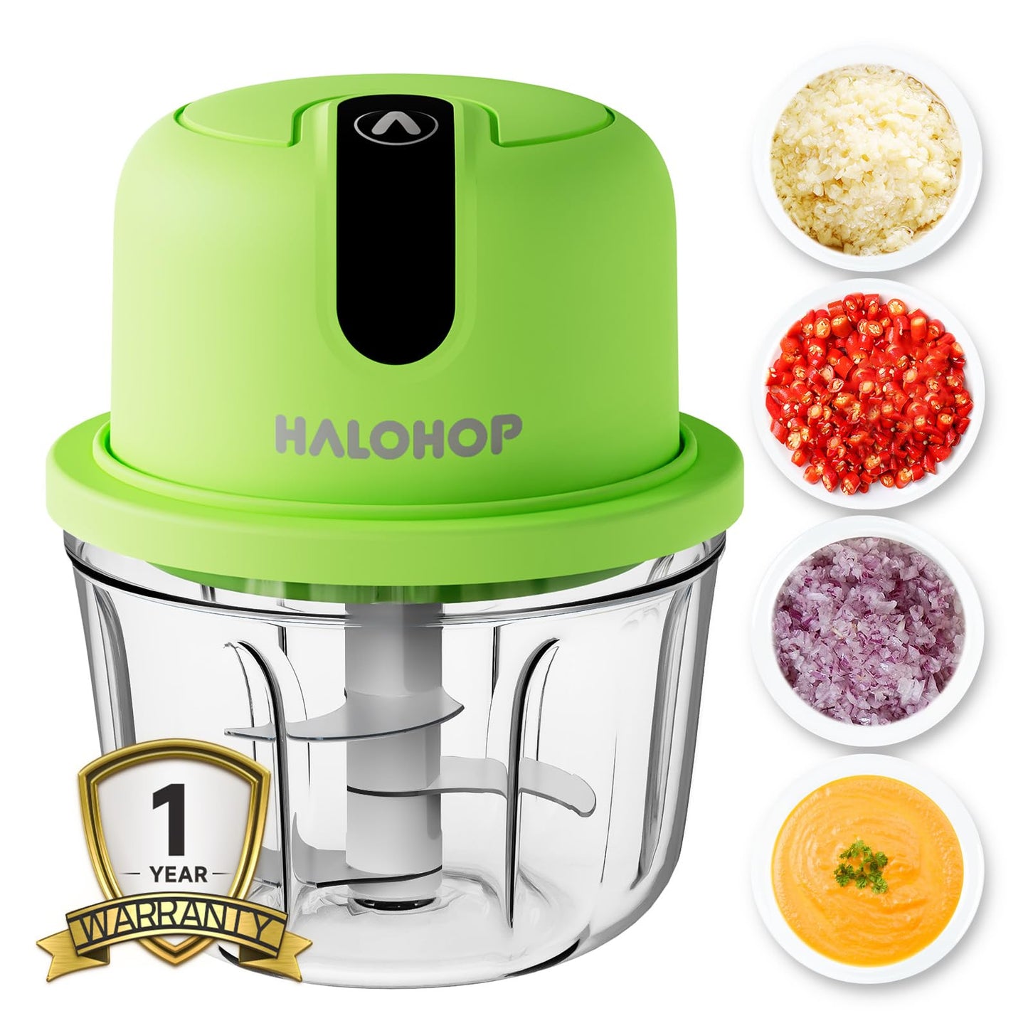 Halohop 350ML Electric Vegetable Chopper for Kitchen | Rechargeable Stainless Steel Blades Cutter | One-Touch Operation for Mincing Vegetable, Garlic, Ginger, Onion, Nut | 1 Year Warranty (Pink)