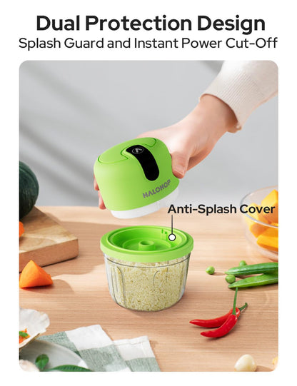 Halohop 350ML Electric Vegetable Chopper for Kitchen | Rechargeable Stainless Steel Blades Cutter | One-Touch Operation for Mincing Vegetable, Garlic, Ginger, Onion, Nut | 1 Year Warranty (Pink)